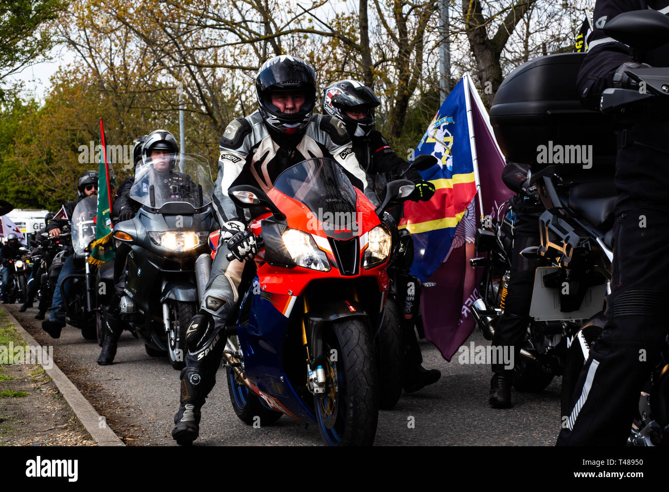 Motos 22000 rode par Londres le 12 avril 2019 pour protester contre l'accusation de soldat F pour le Bloody Sunday Banque D'Images