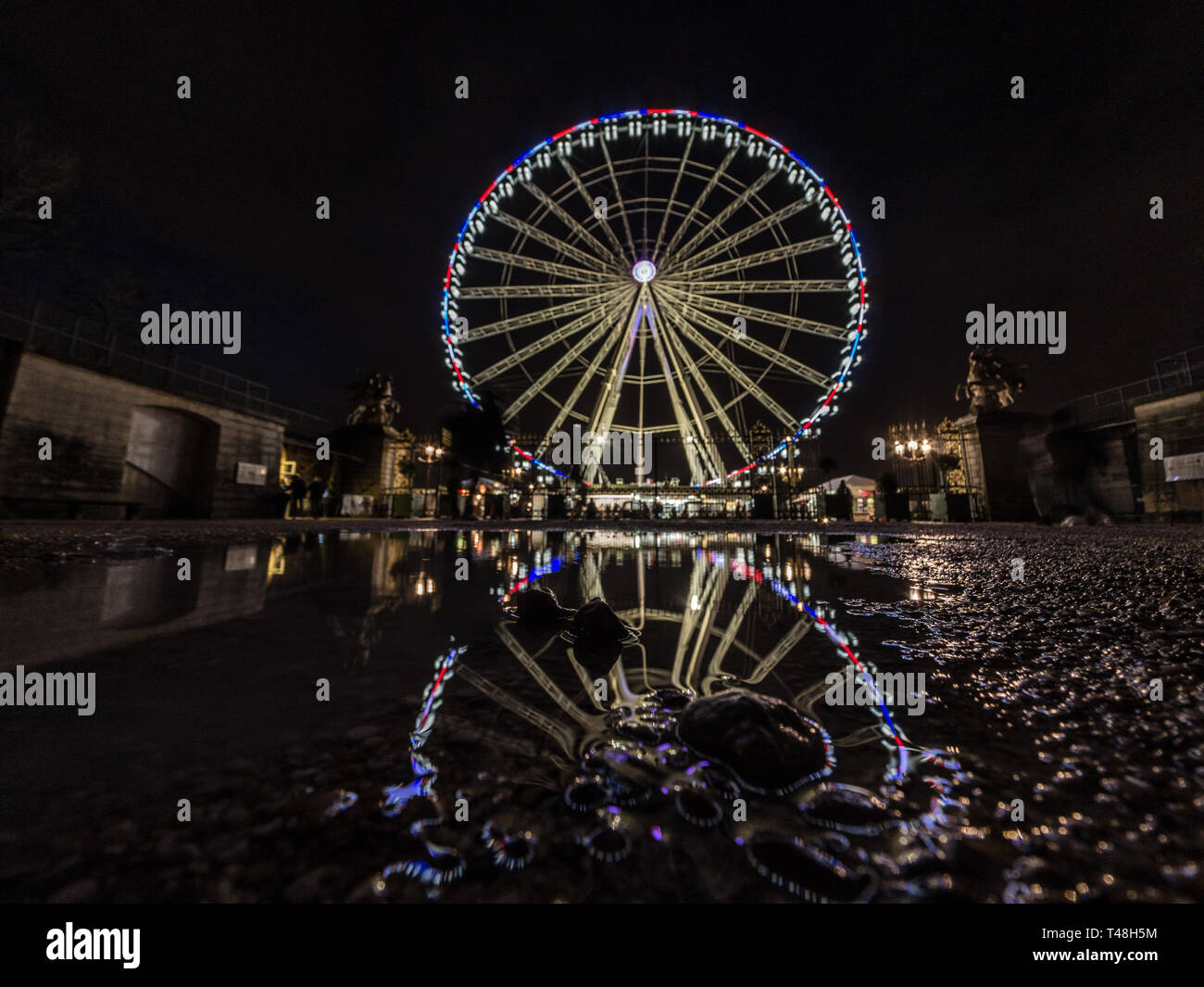La Grande roue de Paris, la nuit Banque D'Images