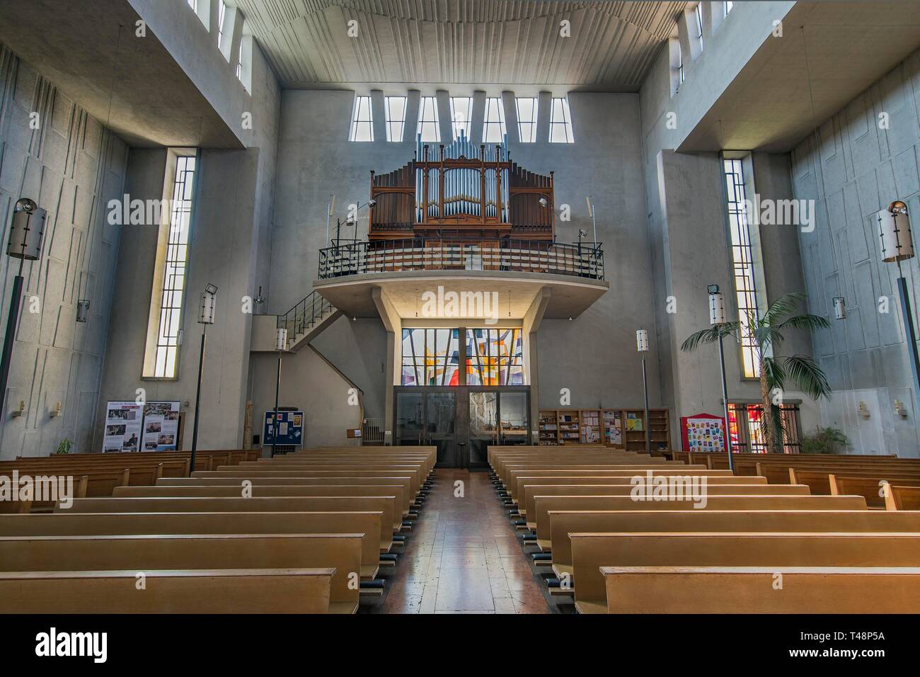 Galerie d'orgue néo-baroque, l'église paroissiale Saint Wolfgang, Haidhausen, Munich, Haute-Bavière, Bavière, Allemagne Banque D'Images
