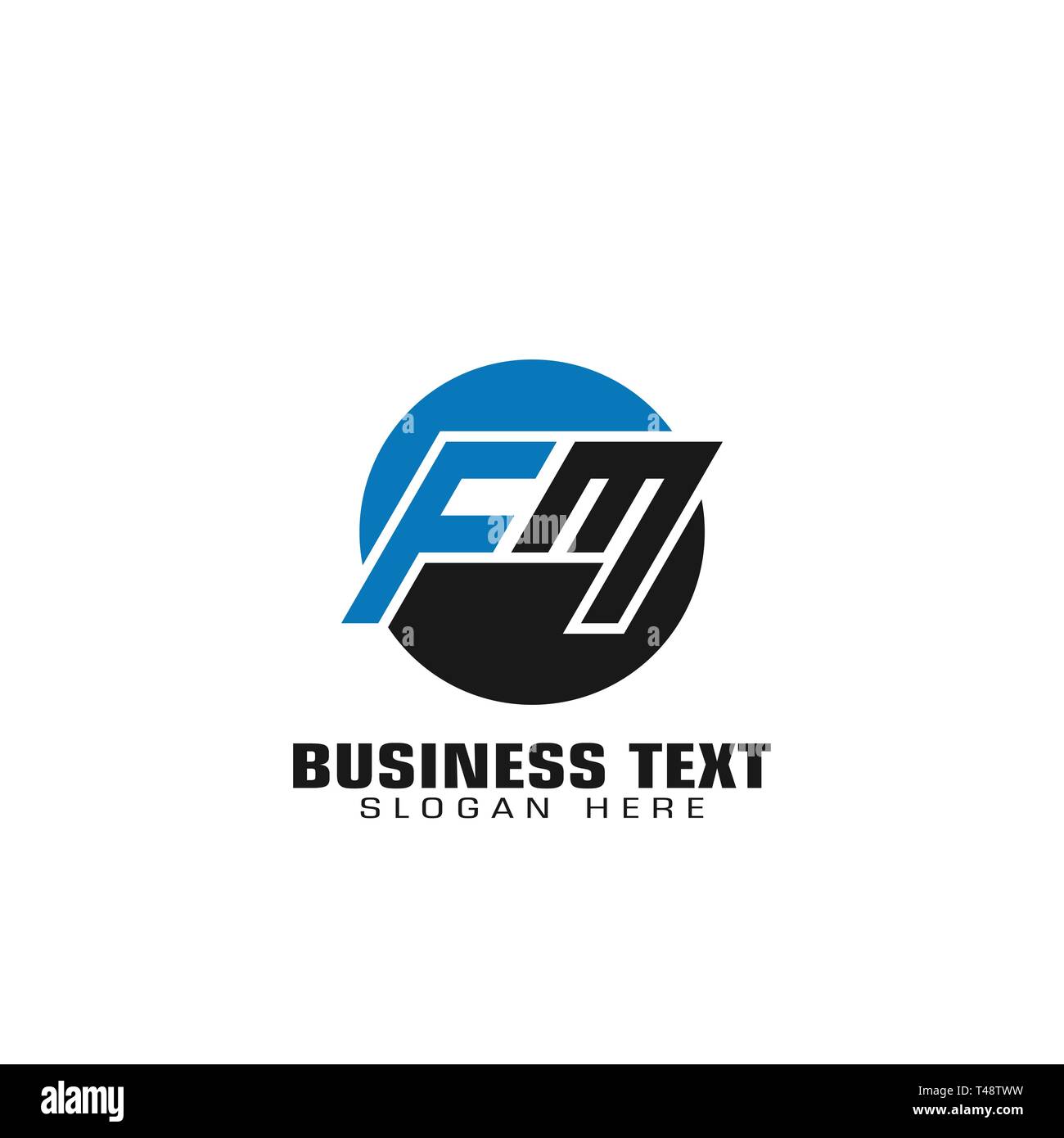 Lettre FM logo, lettre initiale logo graphique, modèle FM télévision logo design, isolé sur fond blanc. Illustration de Vecteur
