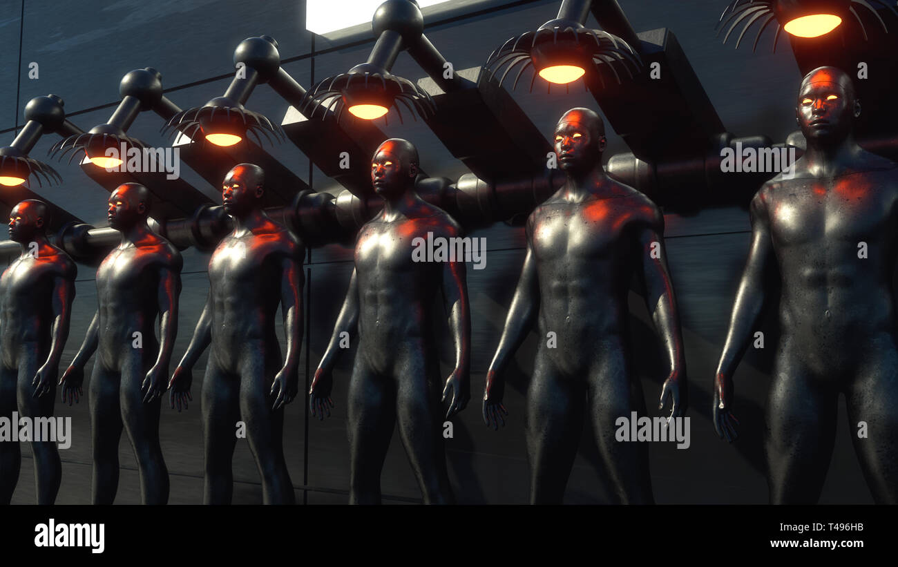 3D render. Silhouettes humanoïdes clonage Banque D'Images