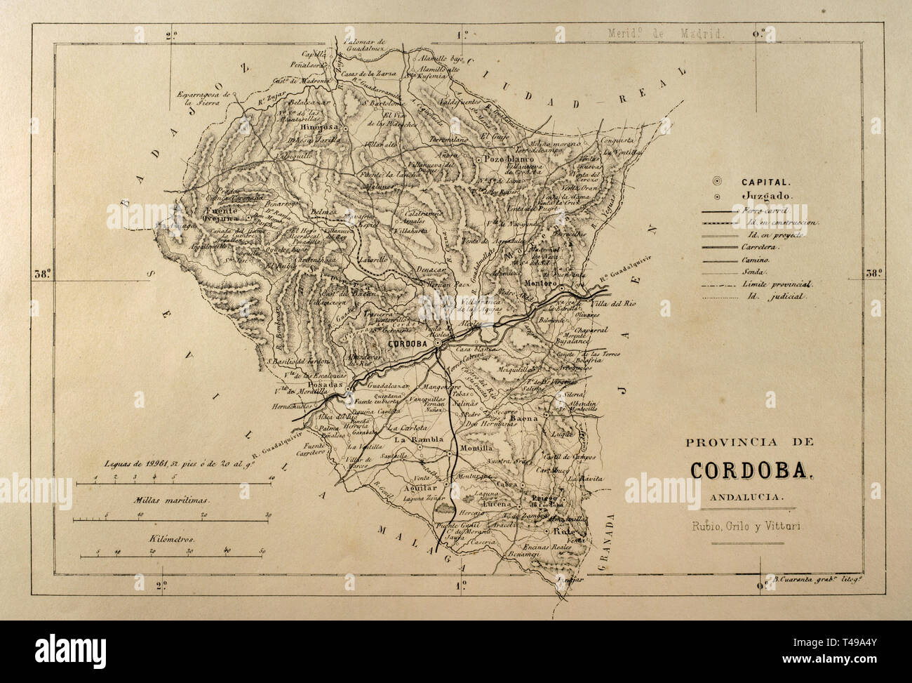 Carte De La Province De Cordoba L Andalousie L Espagne Cronica General De Espana Historia Ilustrada Descriptiva Y De Sus Provincias Andalousie 1867 Photo Stock Alamy