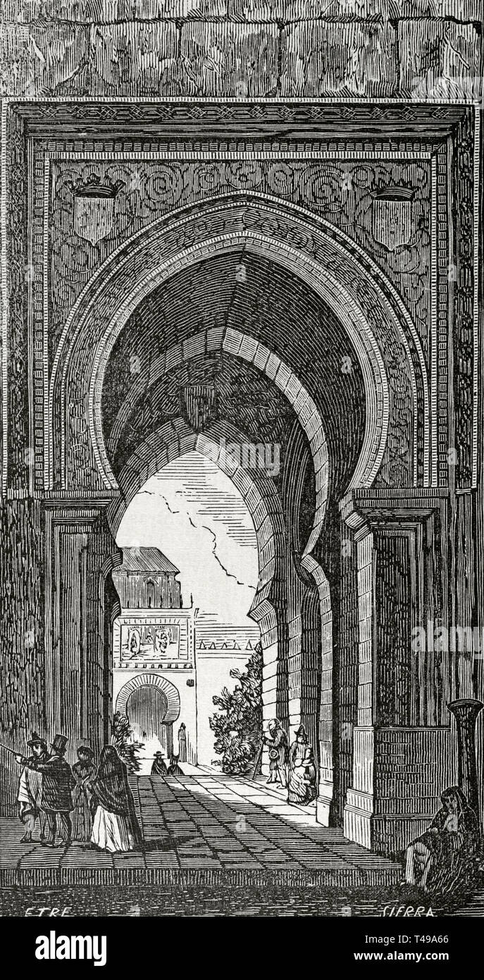 Cordoue, Andalousie, espagne. Mosquée. Porte du Pardon (Puerta del Perdon). Dessin de Letre. Gravure de la Sierra. Cronica General de España, Historia Ilustrada Descriptiva y de sus Provincias. Andalousie, 1867. Banque D'Images