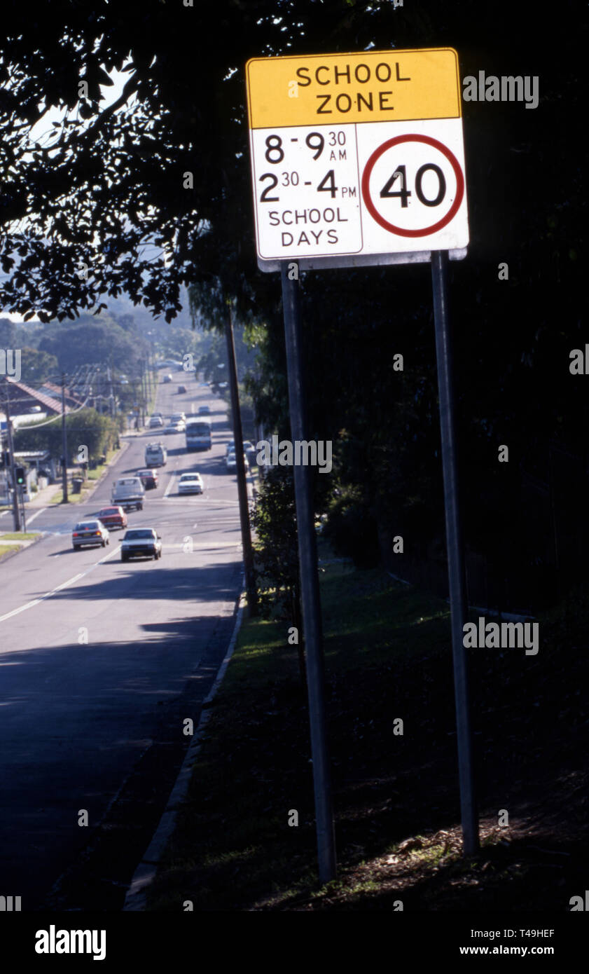 ZONE SCOLAIRE VITESSE, banlieue de Sydney, Nouvelle Galles du Sud, Australie. Banque D'Images