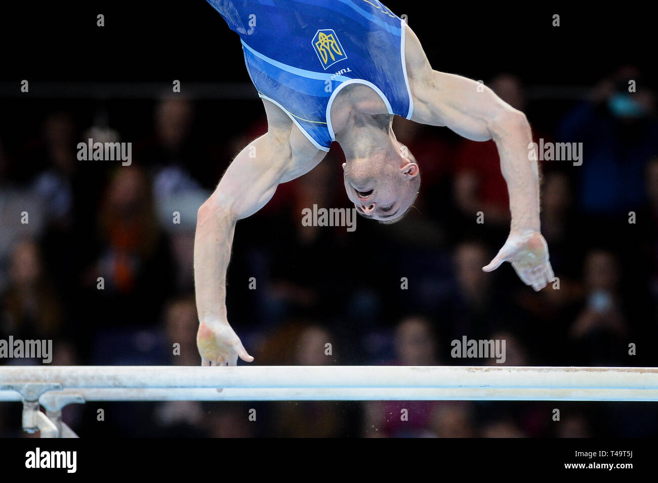 Pakhniuk Petro de Ukraine vu en action lors de la finale de l'appareil 8e championnats d'Europe en gymnastique artistique (jour 5). Banque D'Images