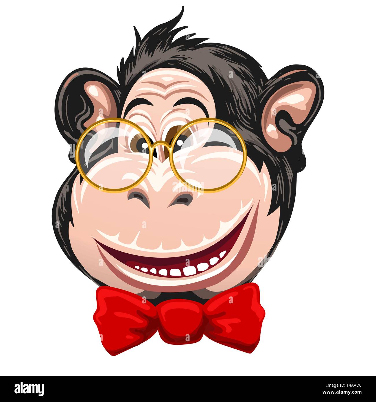 Portrait de monkey en lunettes et noeud papillon rouge. Vector illustration  Image Vectorielle Stock - Alamy