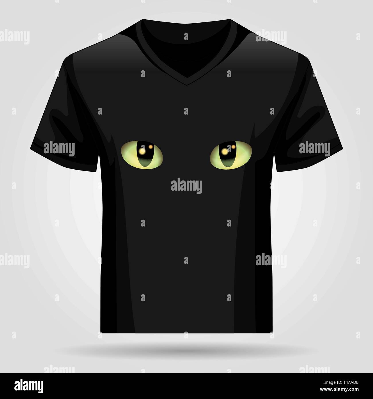 Modèle T-shirt noir avec des yeux de chat. Vector illustration Illustration de Vecteur
