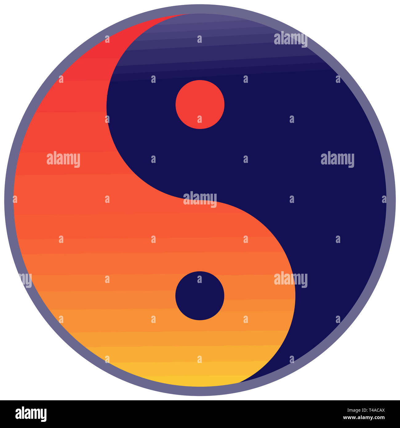 L'harmonie spirituelle chinois Yin Yang feng shui illustration silhouette zen balance protection taoïsme Banque D'Images