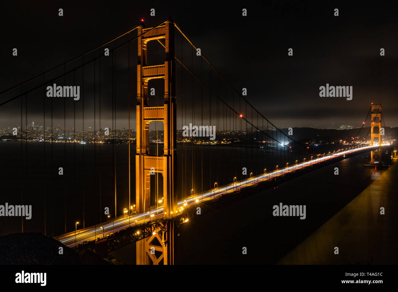Nuit au Golden Gate Bridge, Banque D'Images