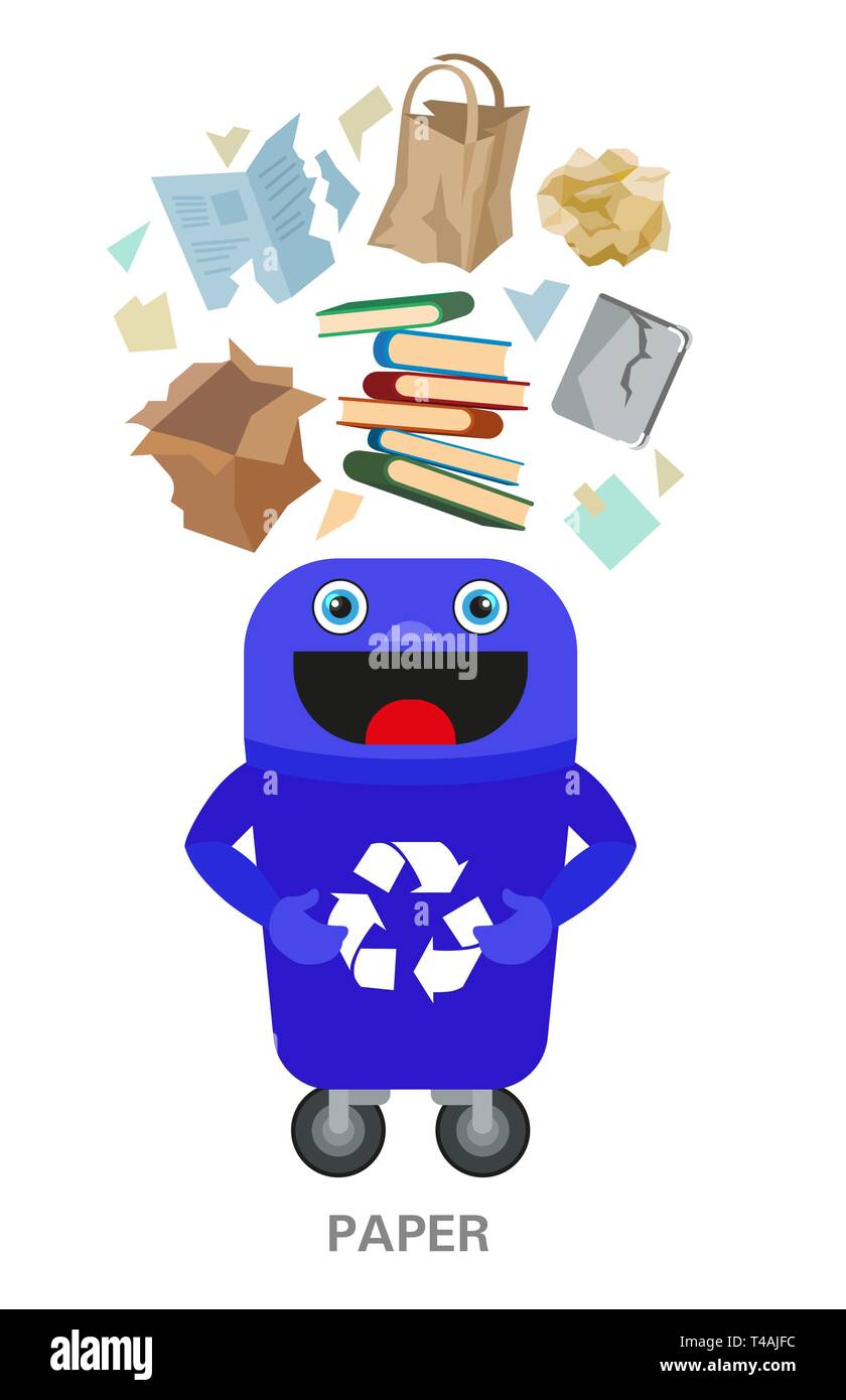 Le tri et le recyclage des déchets concept. Illustration couleur. Illustration de Vecteur