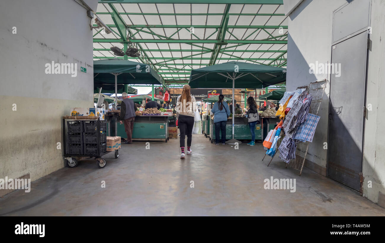 Belgrade, Serbie, le 30 mars 2019 : Entrée de la marché vert nommé ZELENI VENAC (Couronne verte) Banque D'Images