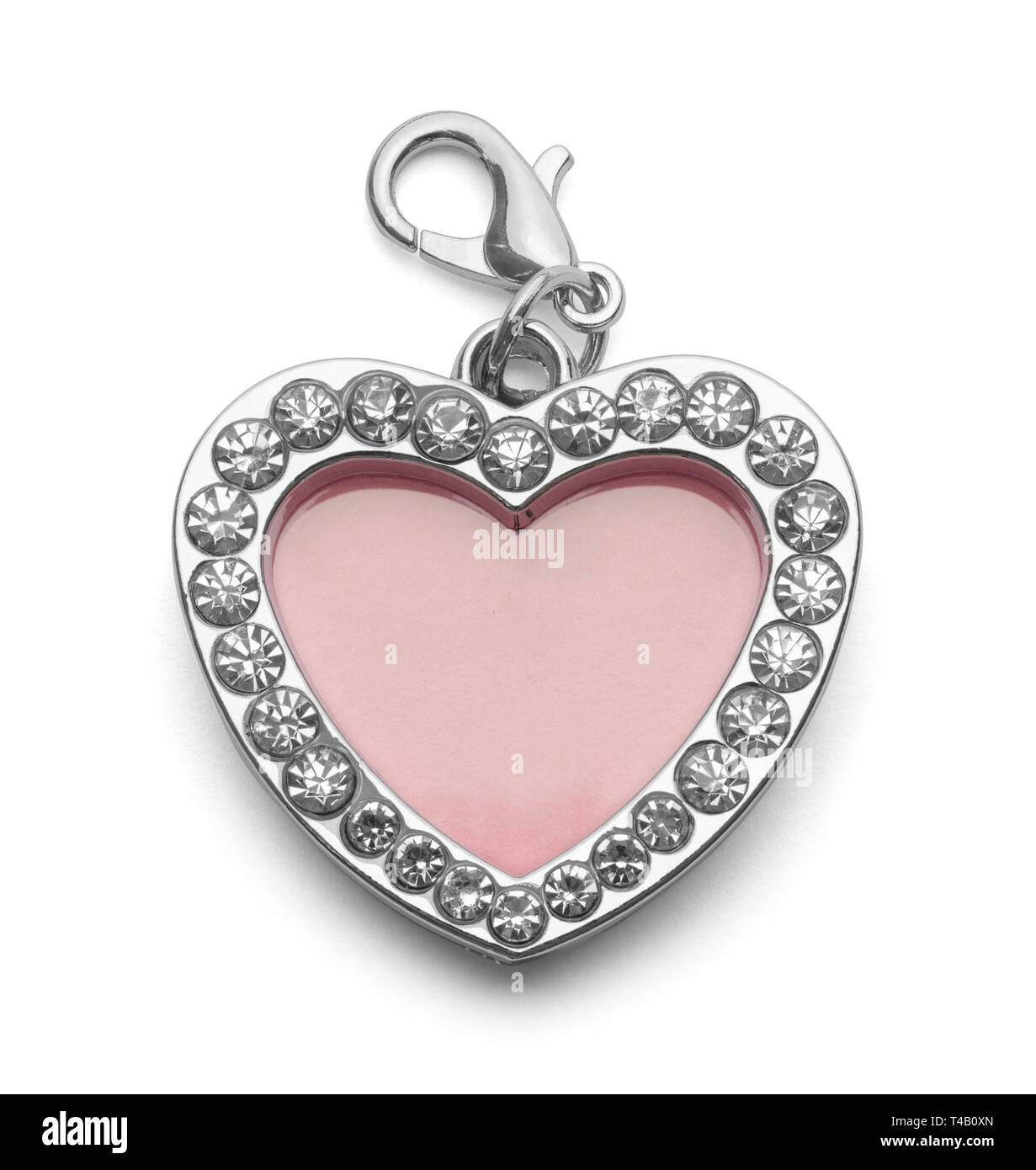 Jewled coeur rose Dog Tag isolé sur fond blanc. Banque D'Images