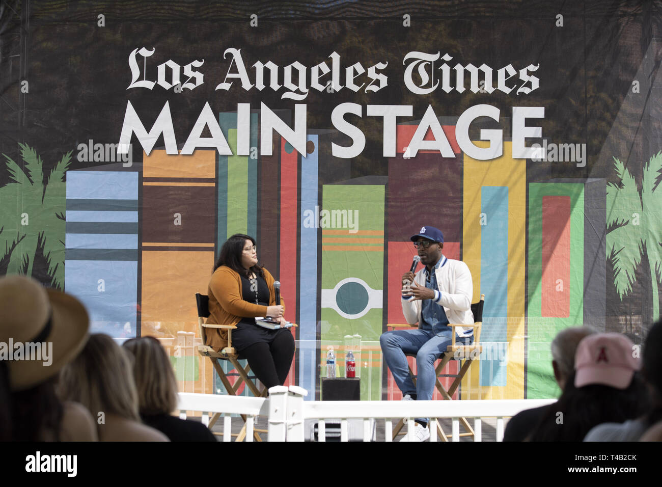 14 avril 2019 - Los Angeles, CA, États-Unis - Karma Brown, auteur de "mon histoire de Faire place au but, la guérison, et l'espoir, '' interviewé par Yvonne Villarreal au Los Angeles Times Festival of Books tenue au campus de l'USC à Los Angeles, Californie le Dimanche, Avril 14, 2019 (Crédit Image : © Dave Safley/Zuma sur le fil) Banque D'Images