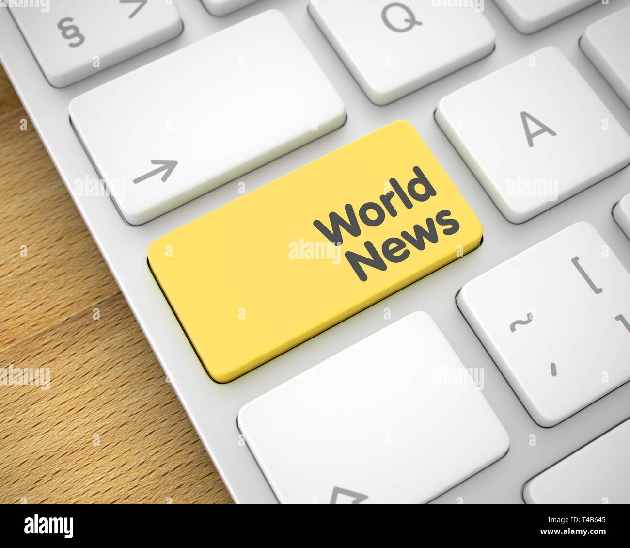 World News - Inscription sur la touche clavier jaune. 3D. Banque D'Images