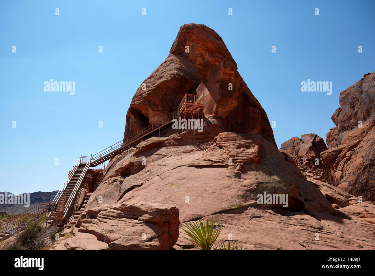 Atlatl Rock, Vallée de Feu Park, Nevada, l'Amérique. Banque D'Images