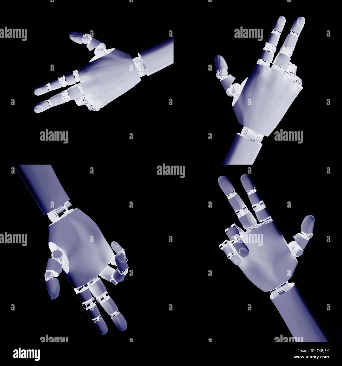 Le rendu 3D main robotique pointant dans les rayons x isolated on black Banque D'Images