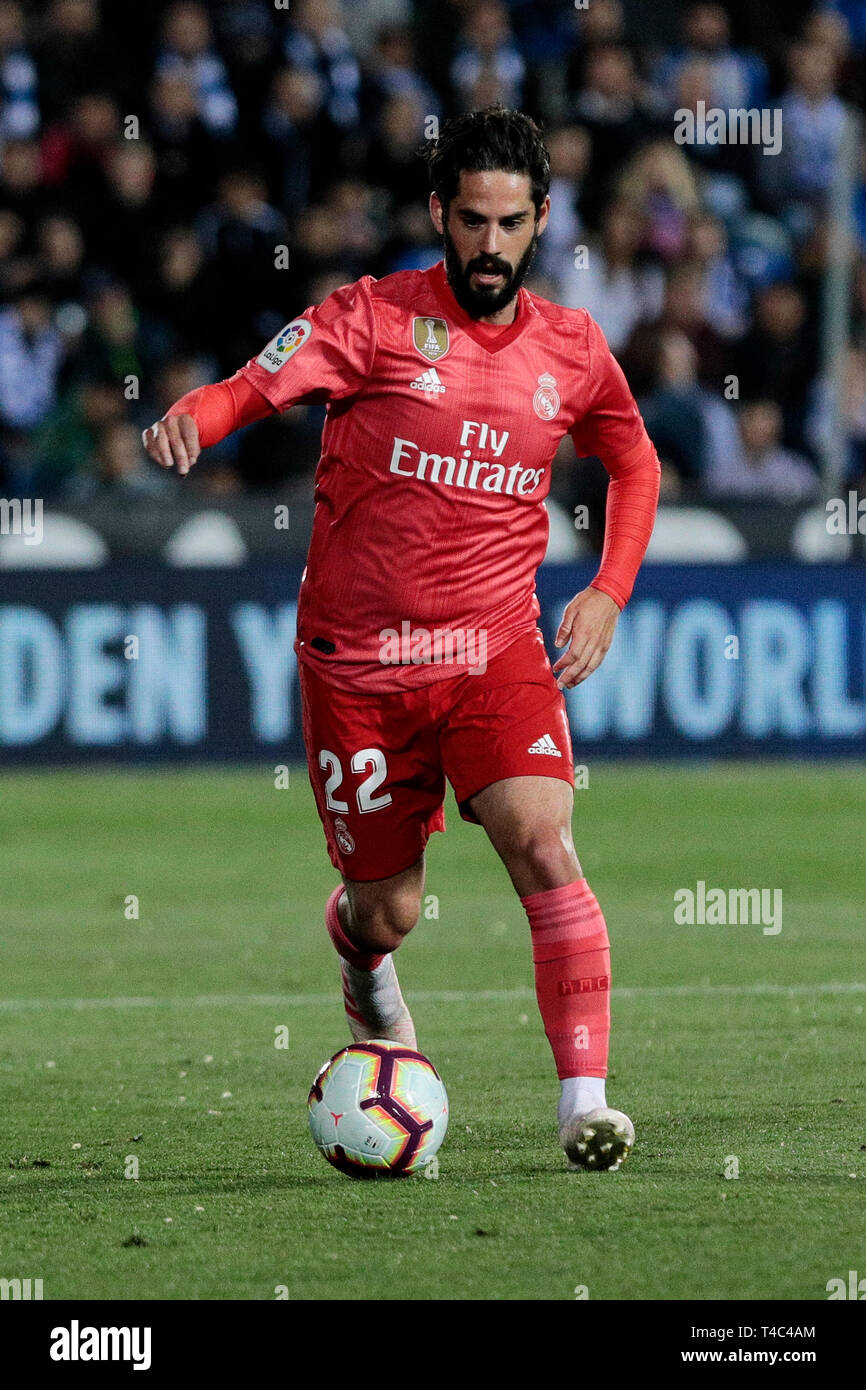 Le Real Madrid Francisco Alarcon 'isco' au cours de la Liga match entre CD Leganes et Real Madrid au stade de Butarque à Martorell, Espagne. Score final : CD Leganes 1 - Real Madrid 1. Banque D'Images