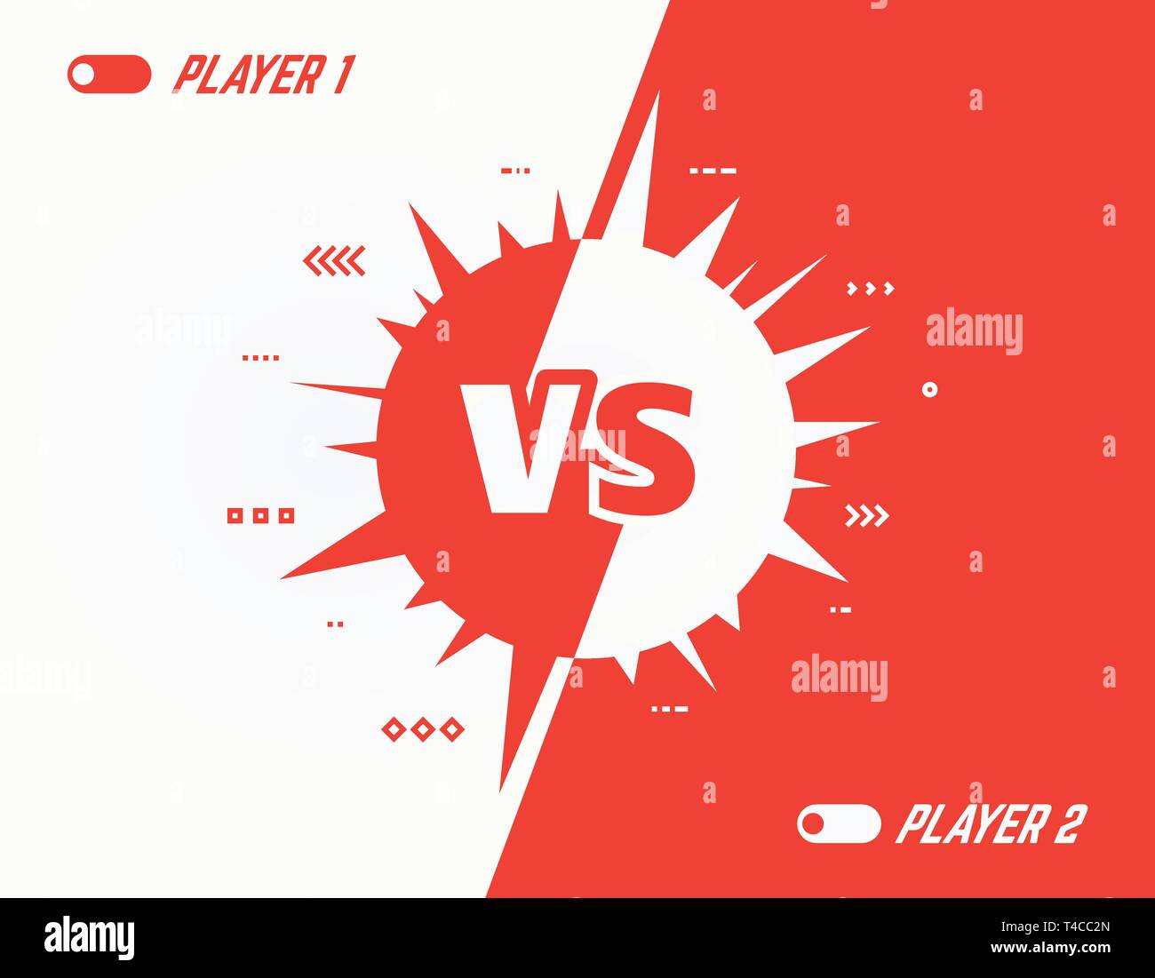 Par rapport au modèle vectoriel. Concept de la concurrence ou de la bataille modèle. Les joueurs rouge et blanc. Les jeux vidéos ou la lutte contre les concurrents. Lettres VS, spi Illustration de Vecteur