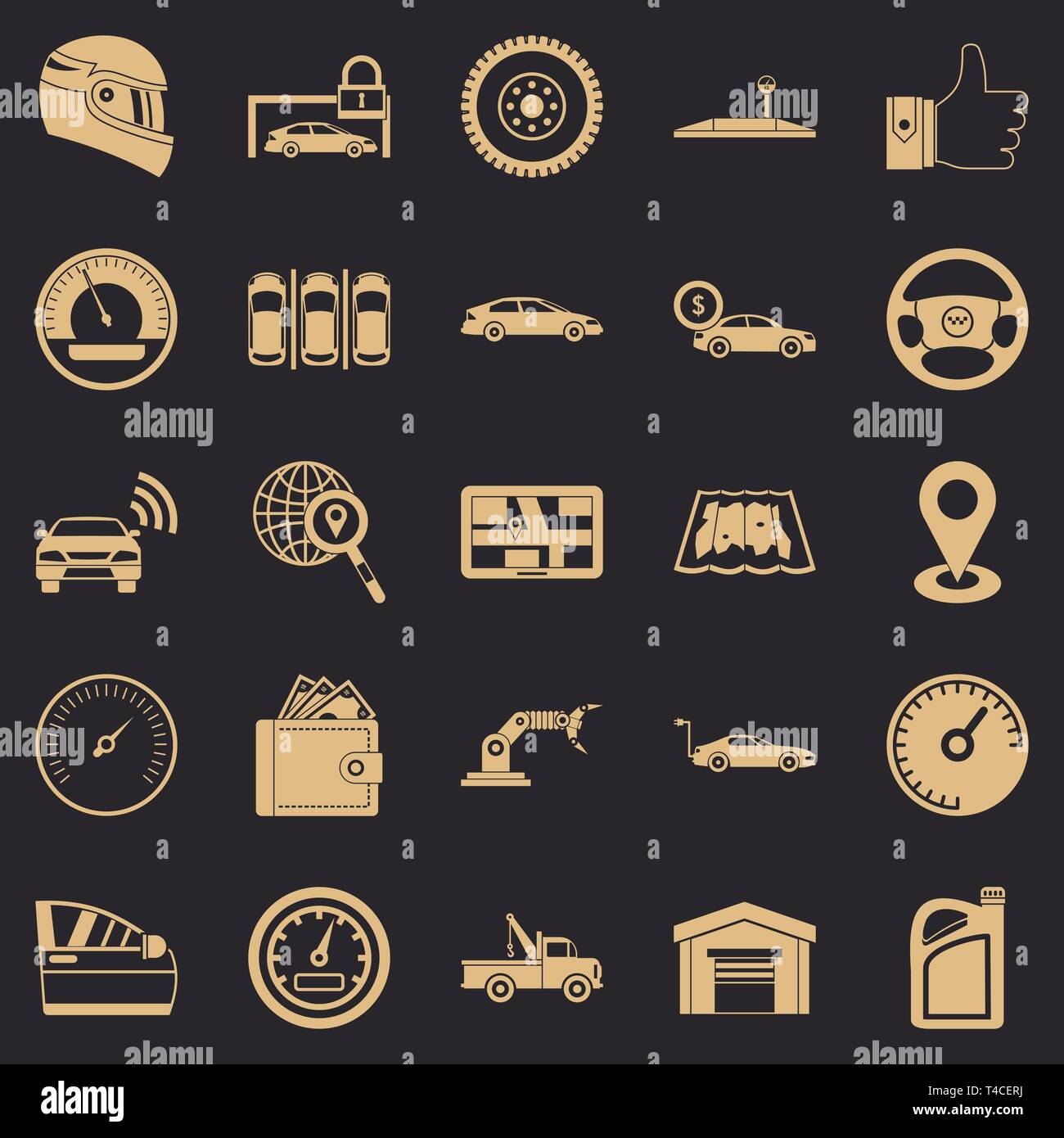 Parking icons set, le style simple Illustration de Vecteur