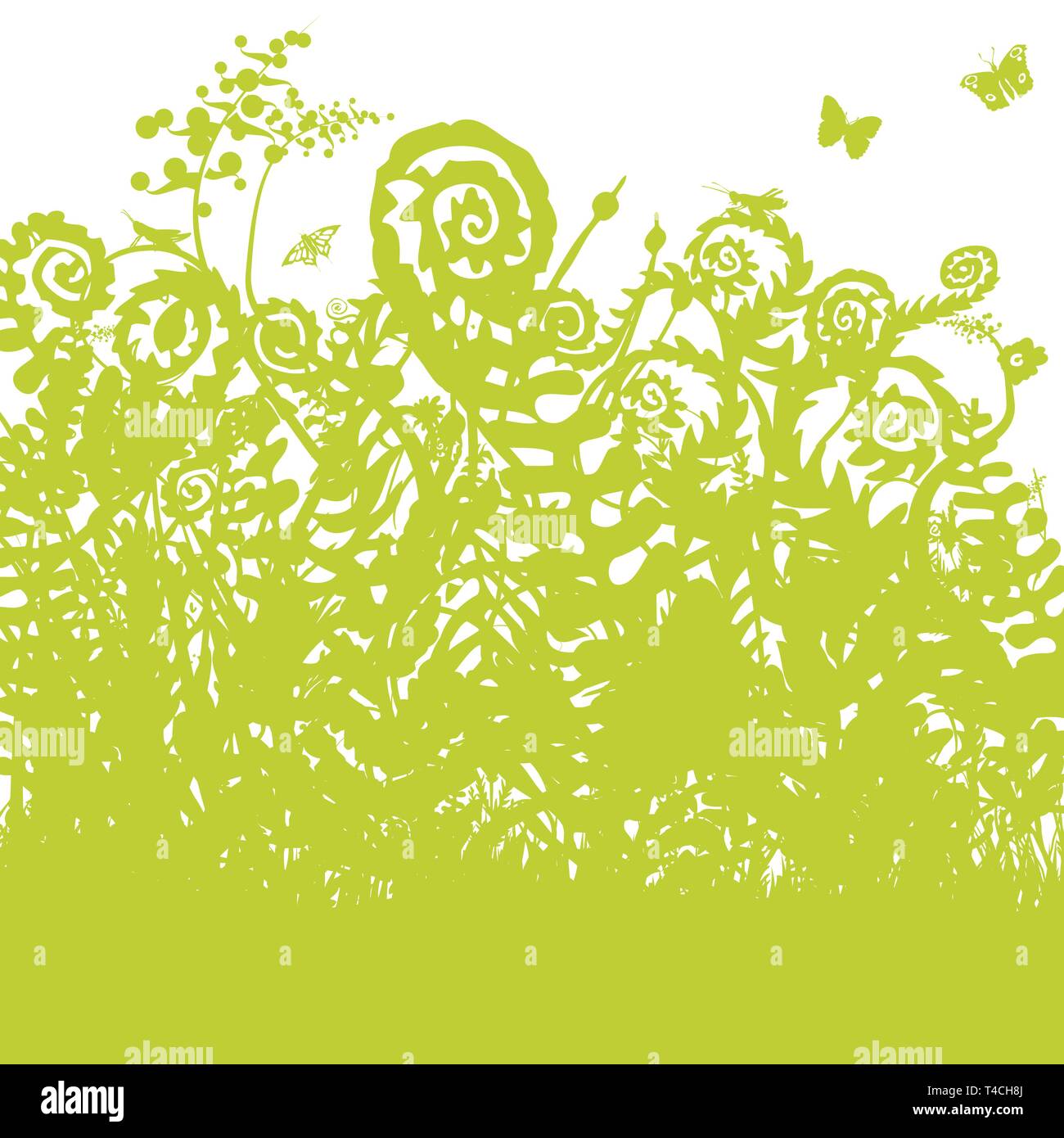 Fougère sauvage dans la forêt profonde Illustration de Vecteur