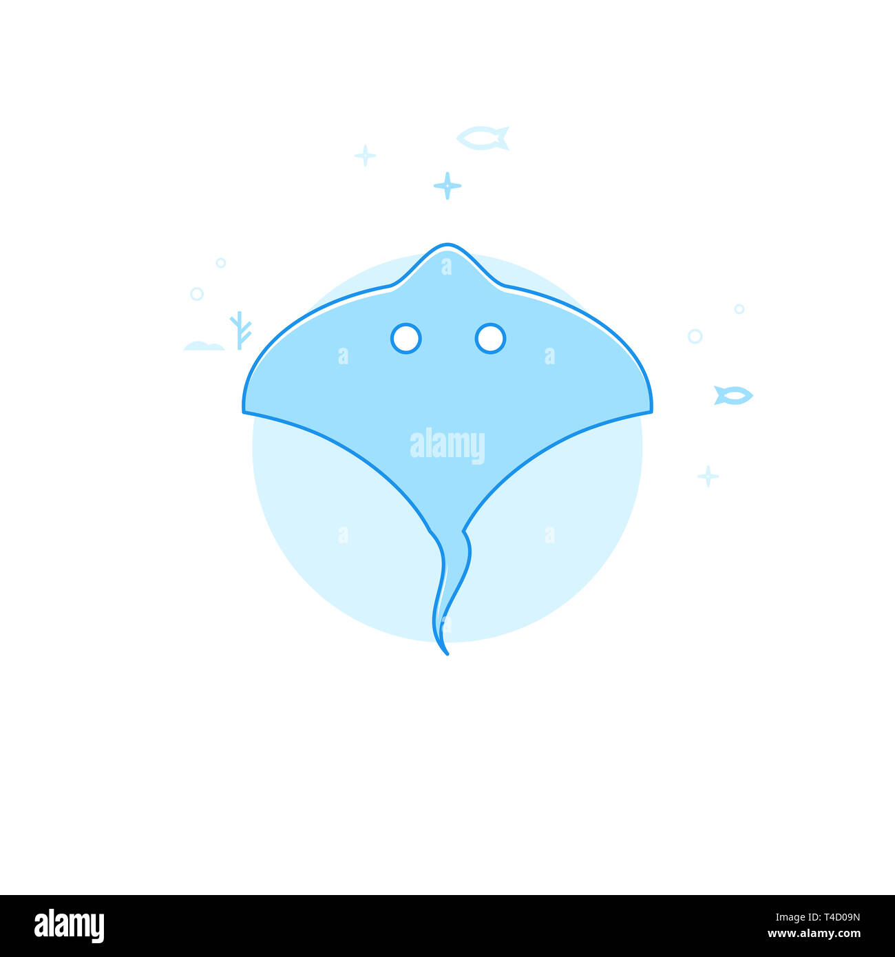 Stingray Télévision Icône. La vie marine, l'Underwater World, Sea Creature Illustration. Lumineux de Style. Design Monochrome bleu. Banque D'Images