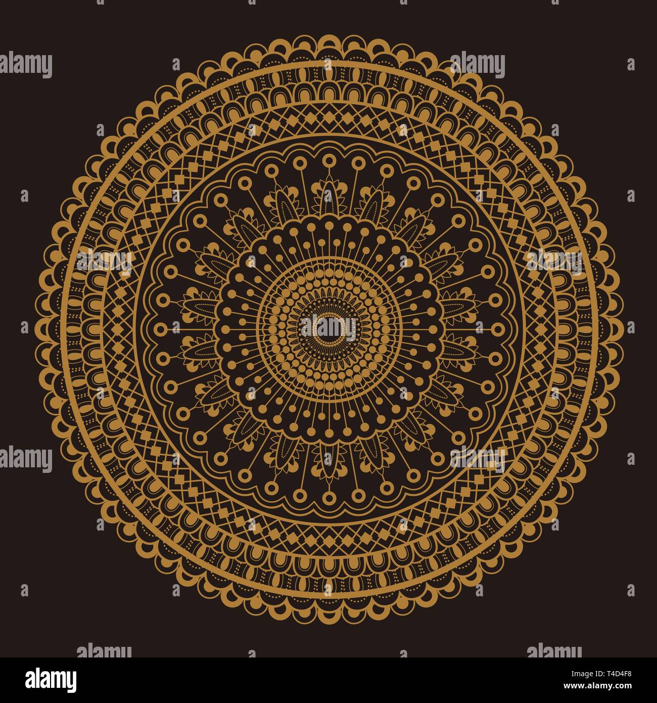 Motif rond pattern design à Golden et de couleur brun foncé Illustration de Vecteur