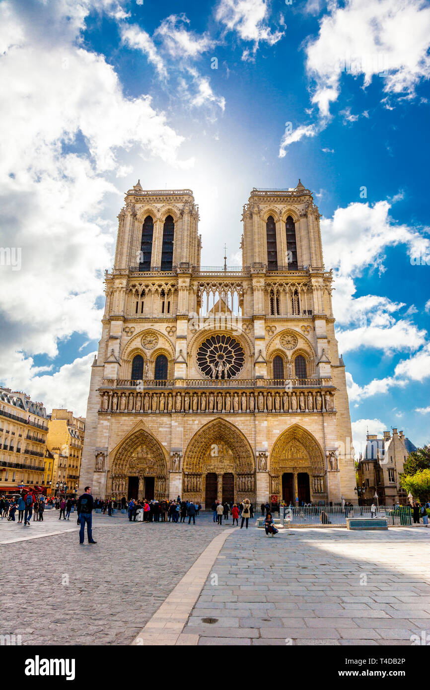 La Cathédrale Notre Dame, Paris, France Banque D'Images