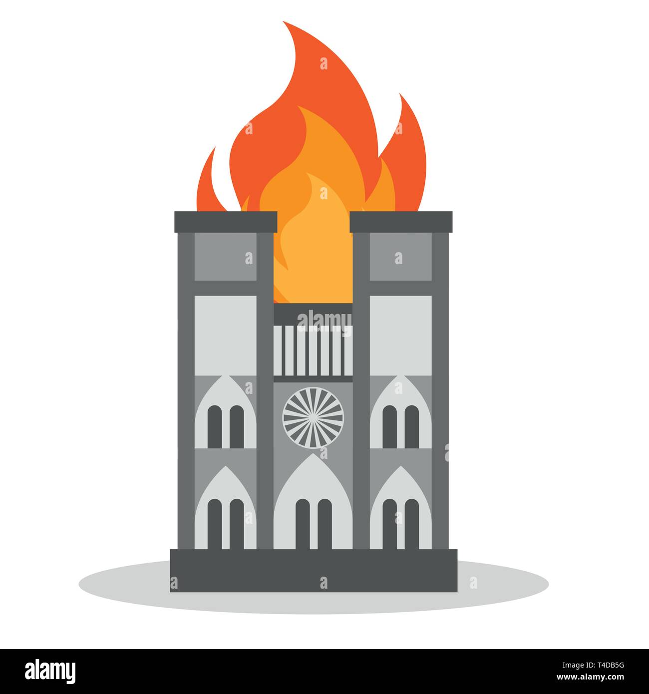 FRANCE - Le 15 avril 2019 Incendie de la cathédrale de Notre Dame - vector illustration Illustration de Vecteur