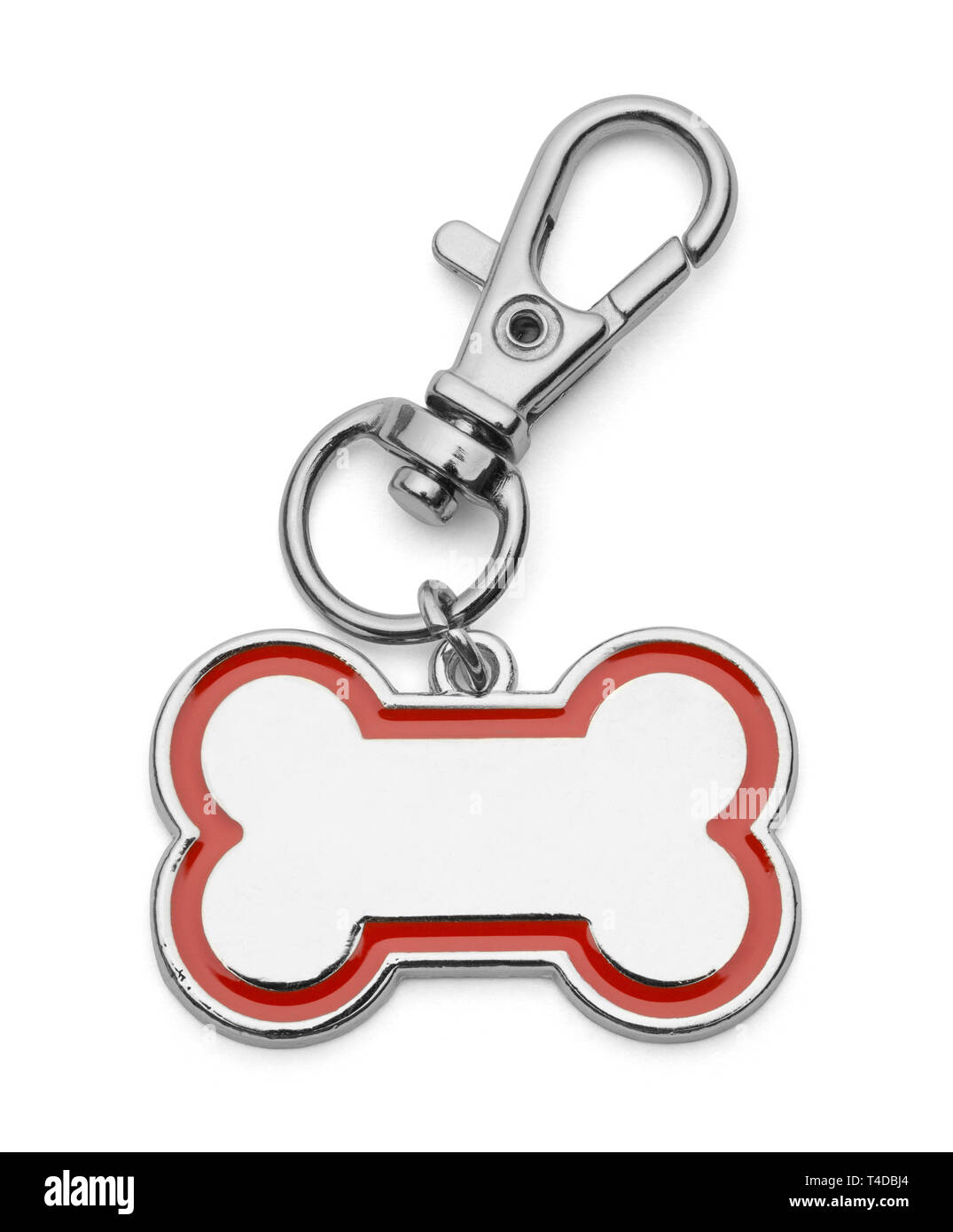 Chien Dog Tag os blanc isolé sur fond blanc. Banque D'Images