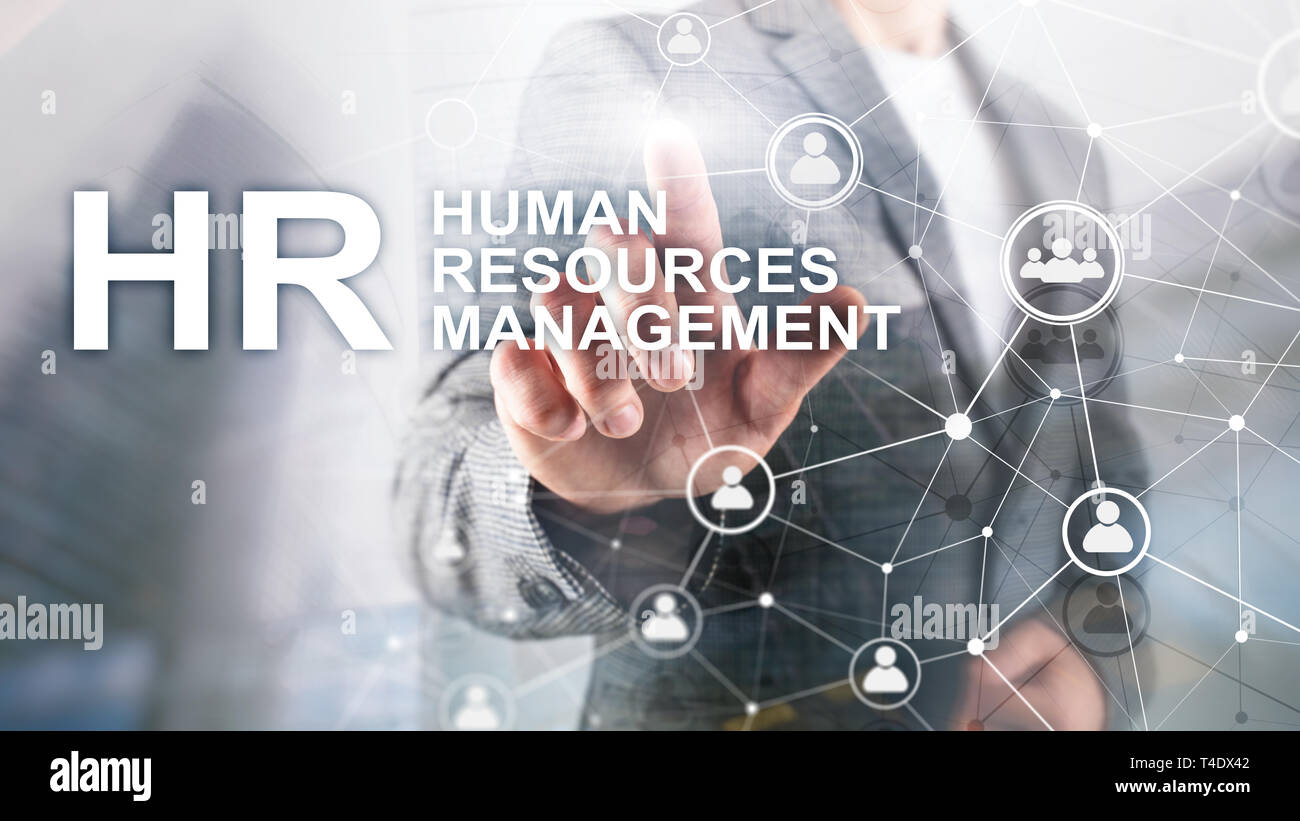 La gestion des ressources humaines, RH, Team Building et de recrutement concept sur fond flou. Banque D'Images