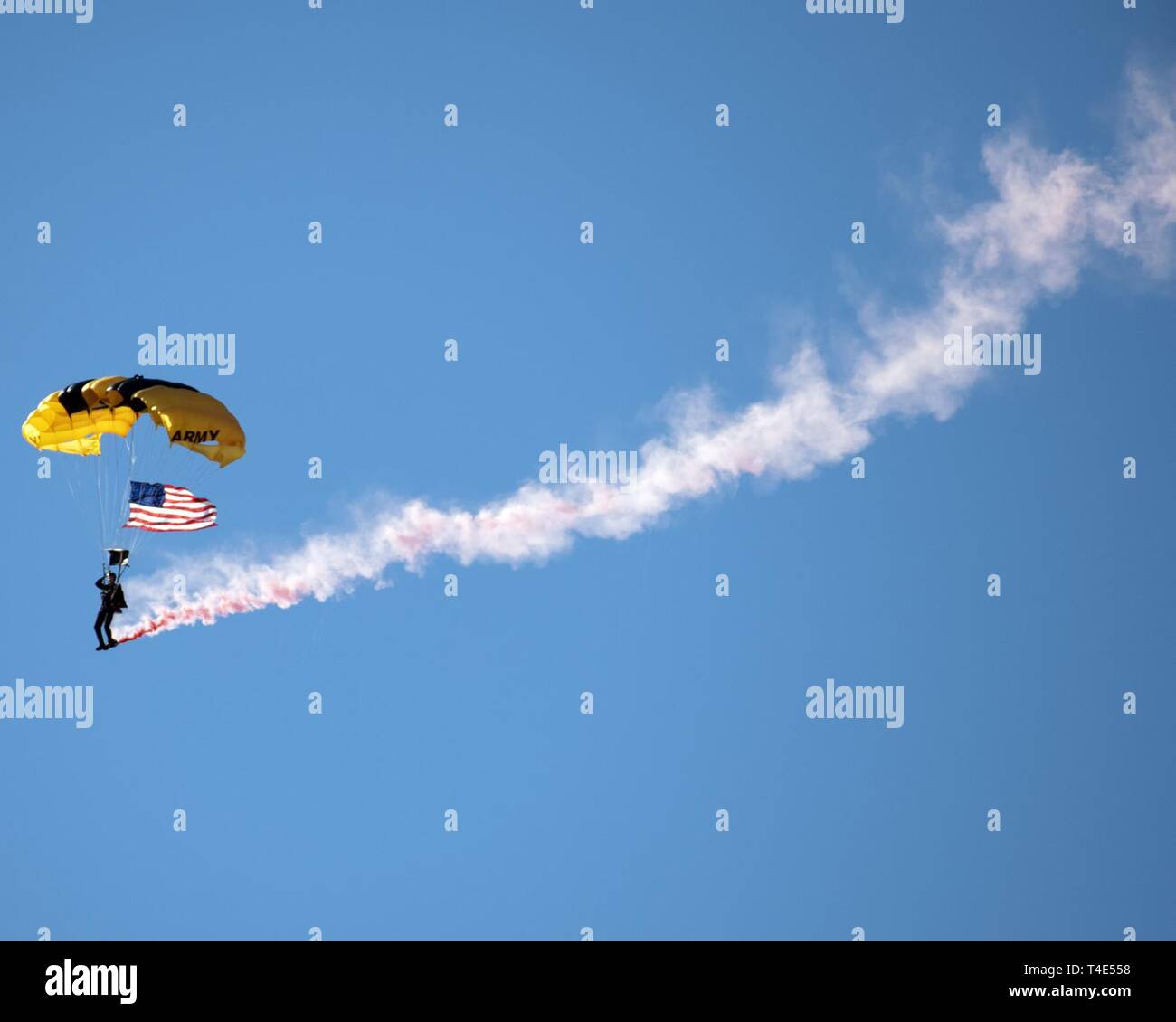 Chevaliers d'or de l'armée américaine de l'équipe de parachutistes effectuer pendant la "Tonnerre sur la baie" de l'Air Show, Travis Air Force Base, en Californie, le 30 mars 2019. En plus de l'armée américaine l'équipe de parachutistes des Chevaliers d'Or, l'événement de deux jours les performances de l'US Air Force Thunderbirds de l'équipe de démonstration aérienne, survols, et l'exposition statique. L'événement honoré héros comme les policiers, les pompiers, les infirmières, les enseignants et les citoyens ordinaires dont le dévouement ont fait leurs collectivités plus sûres et d'améliorer la qualité de vie. Banque D'Images