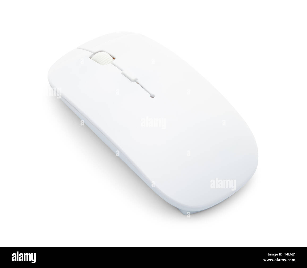 Souris d'ordinateur sans fil optique Blanc Vue arrière isolé sur fond blanc. Banque D'Images