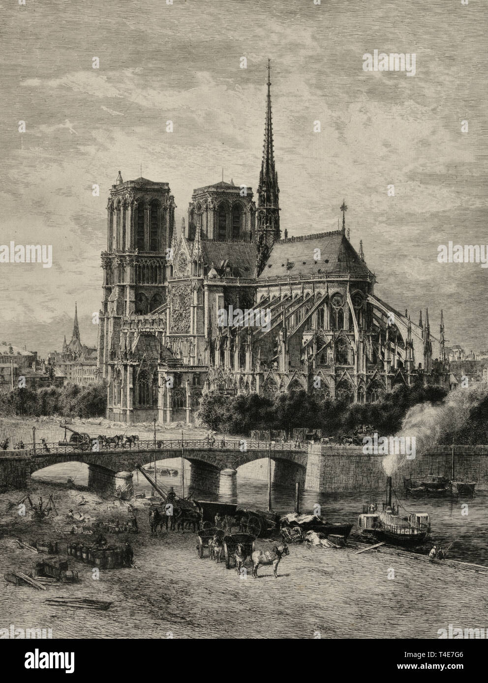 - Eglise Notre-Dame Cathédrale de Paris, vers 1870 Banque D'Images