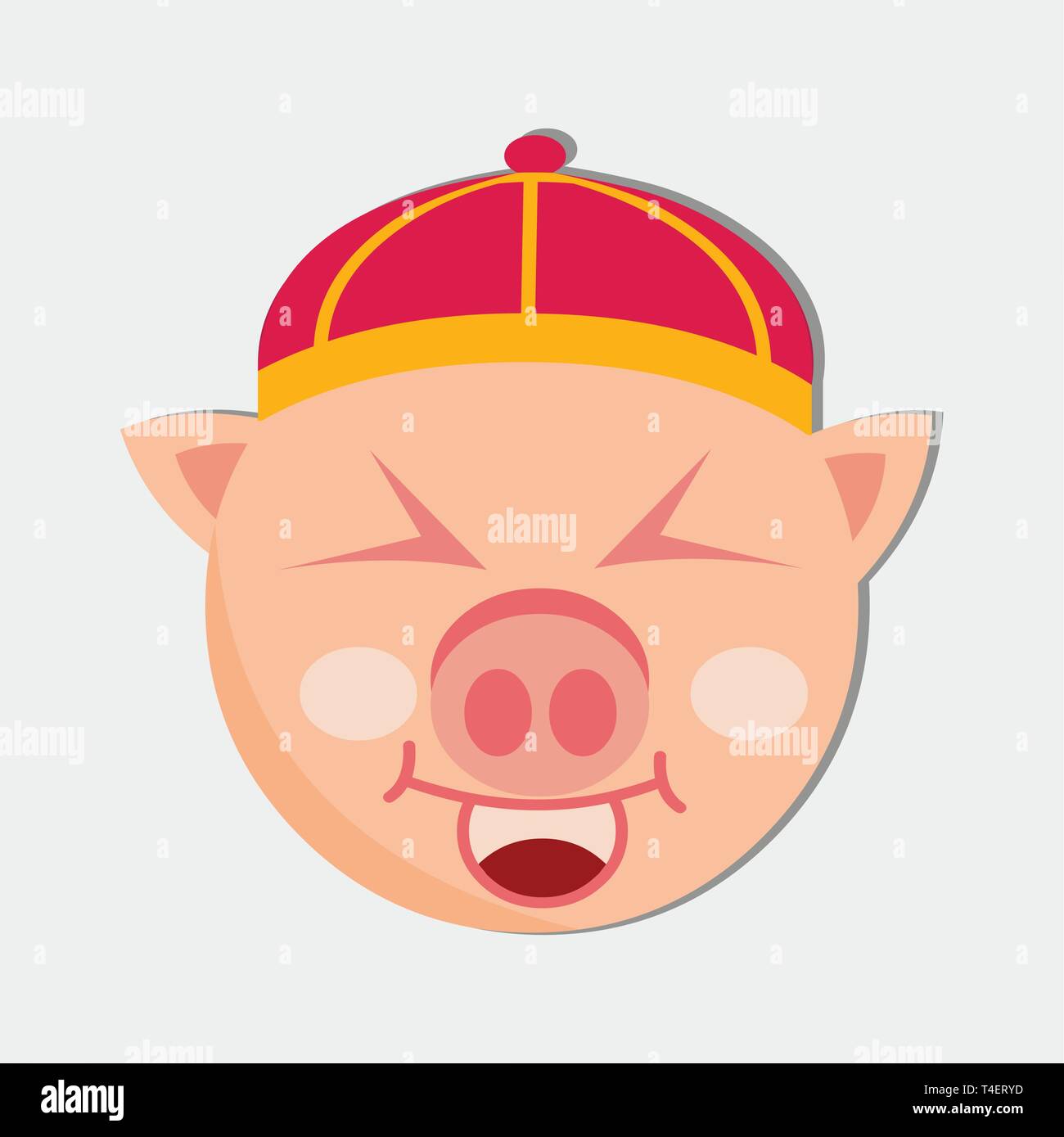 Sourire cochon avatar portant chapeau chinois vector illustration Illustration de Vecteur