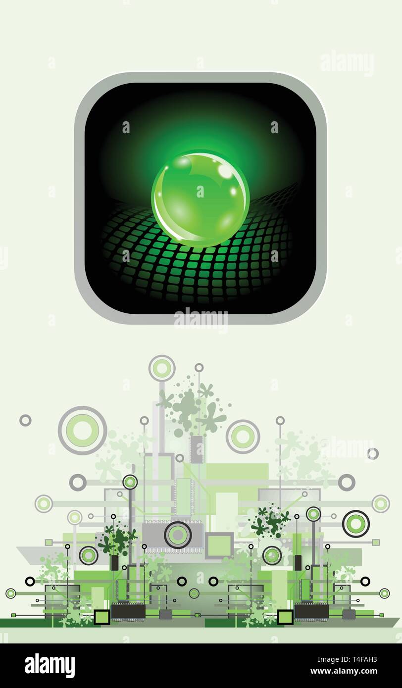 Sphère par bouton. Résumé fond Hi-tech. Illustration de Vecteur