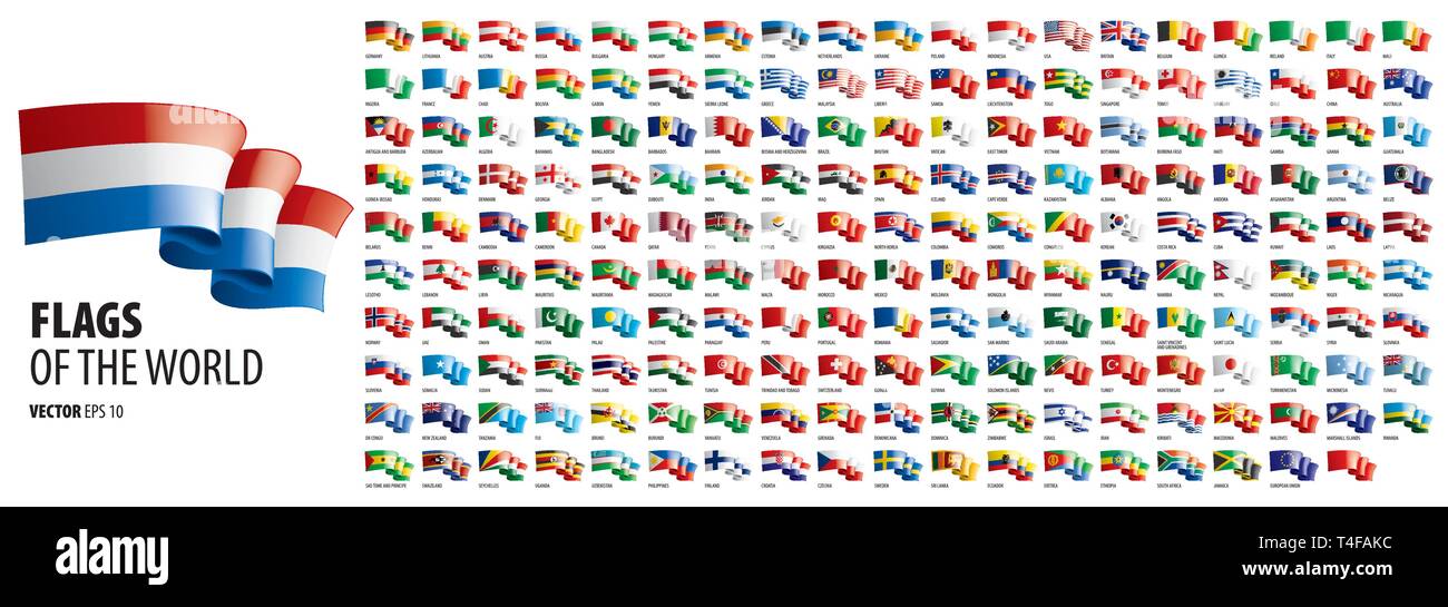 Les drapeaux nationaux des pays. Vector illustration sur fond blanc Illustration de Vecteur