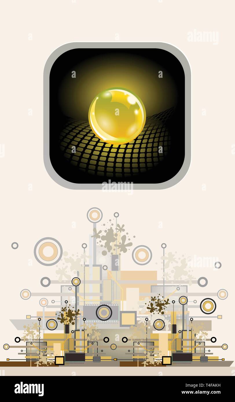 Sphère par bouton. Résumé fond Hi-tech. Illustration de Vecteur