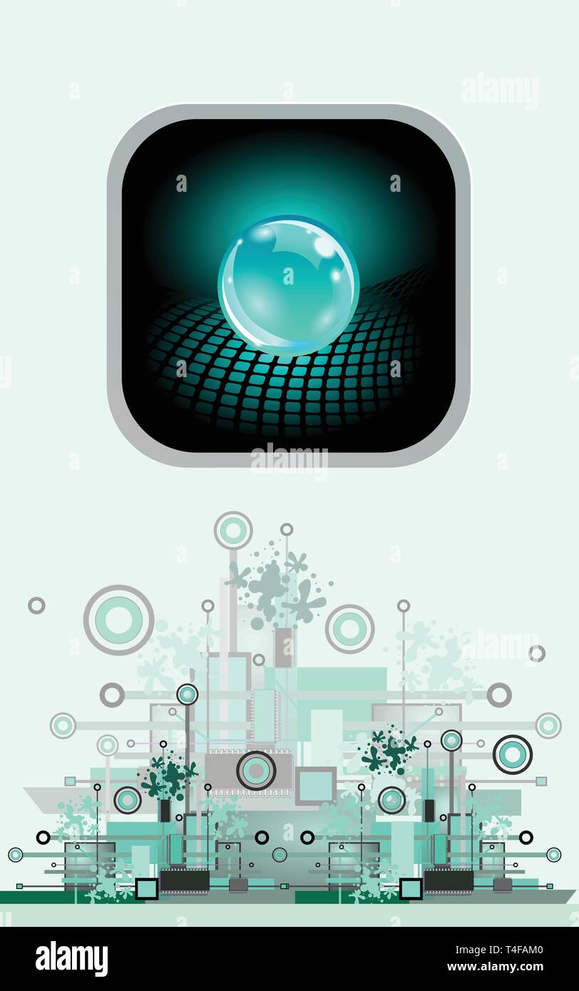 Sphère par bouton. Résumé fond Hi-tech. Illustration de Vecteur