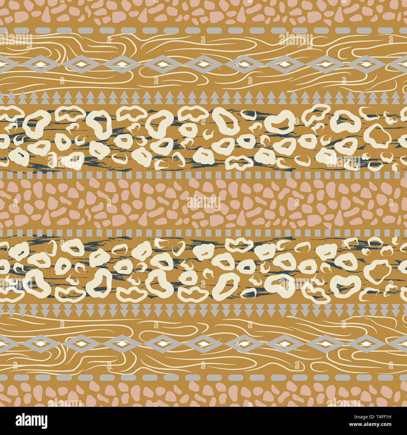 Les taches leopard Boho transparente texture pattern géométrique sauvages. Couleurs tranquille de sable fond vecteur neutre. Illustration de Vecteur