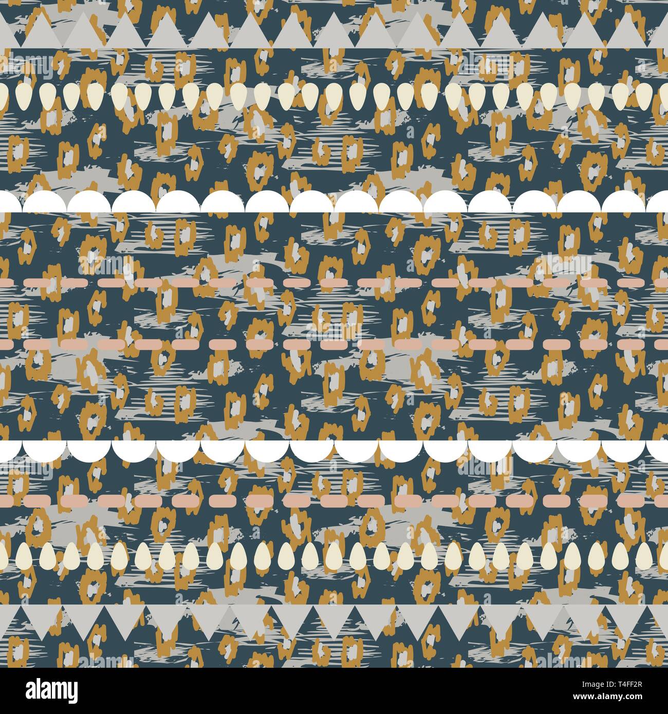 Boho ethnique Tribal motif texture homogène des couleurs neutres. Palette de couleurs de fond vecteur calme avec Leopard place des points et des formes géométriques. Illustration de Vecteur