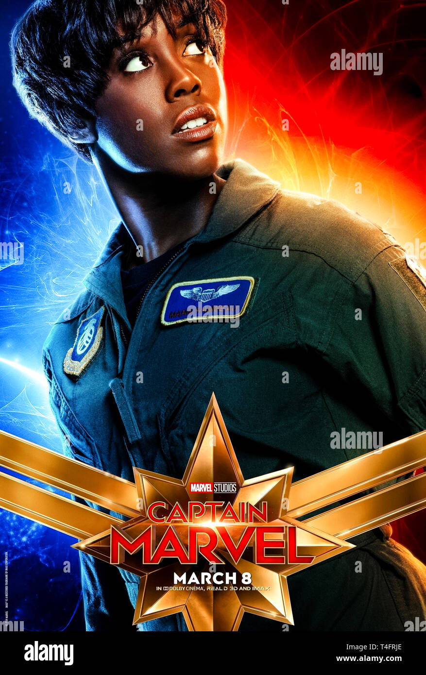 Capitaine Marvel (2019) dirigé par Anna Boden et avec Lashana Lynch comme Maria Rambeau. Carol Danvers, pilote de l'USAF, devient l'un des superhéros les plus puissants de l'univers. Banque D'Images