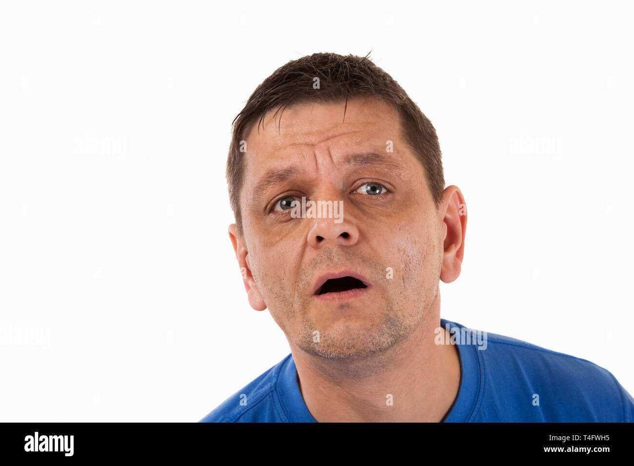 Portrait d'un homme surpris Banque D'Images