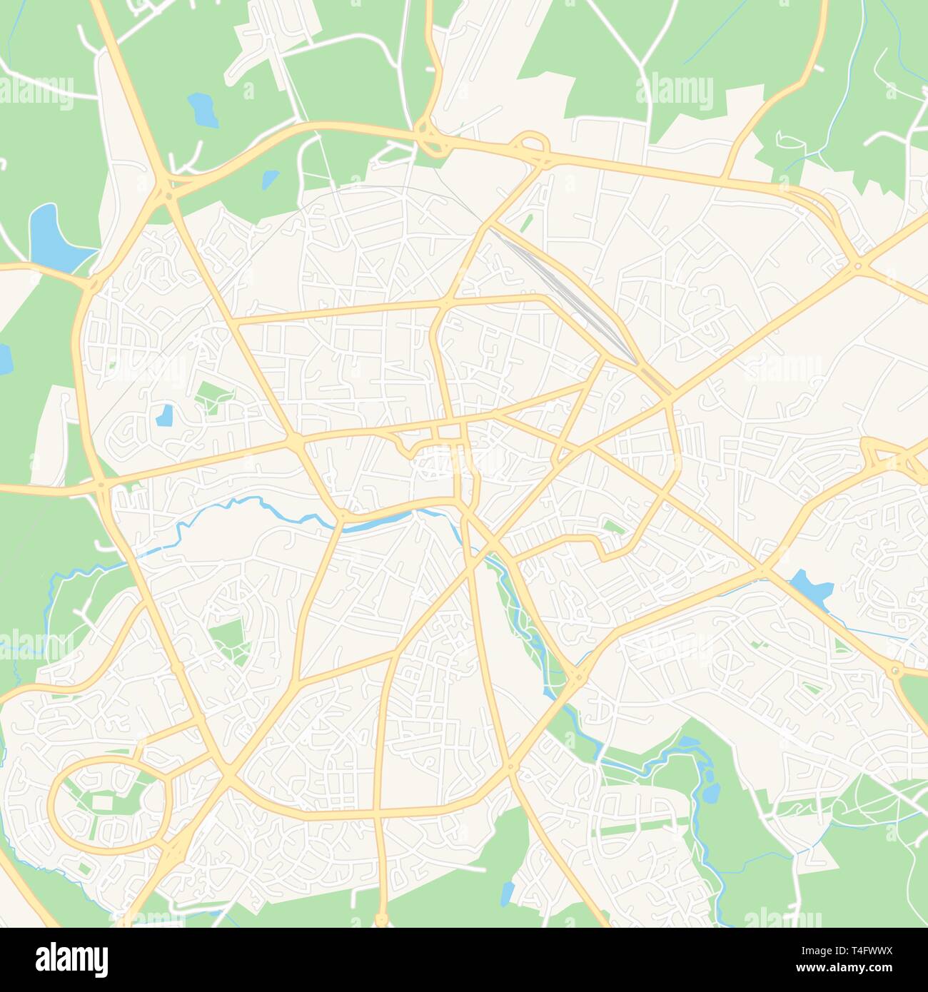 Carte imprimable de Cholet, en France avec les principales et les routes secondaires et les grands chemins de fer. Cette carte est soigneusement conçu pour le routage et la mise en place d'individu Illustration de Vecteur