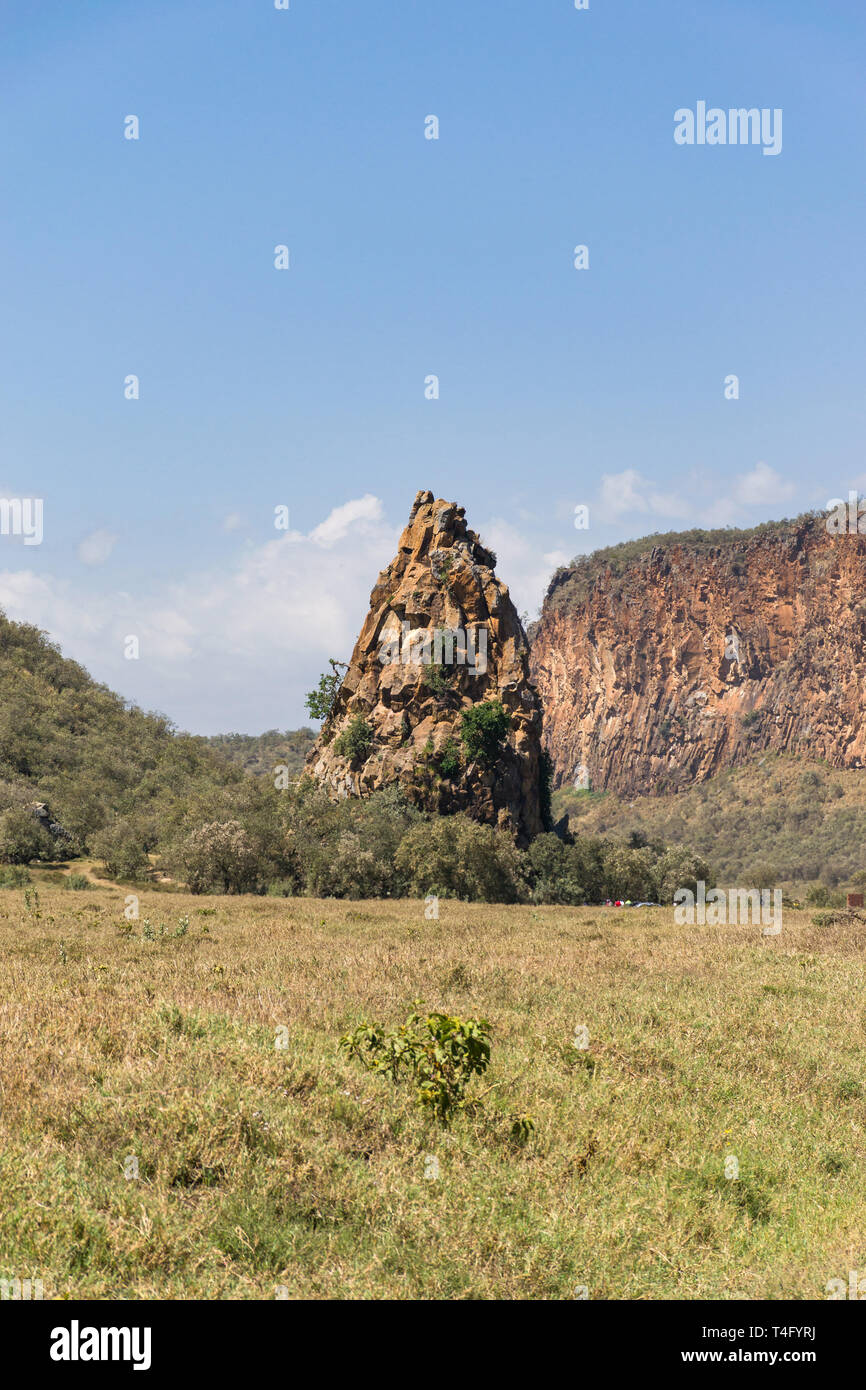 Tour rocheuse, Hells Gate National Park, Kenya Banque D'Images
