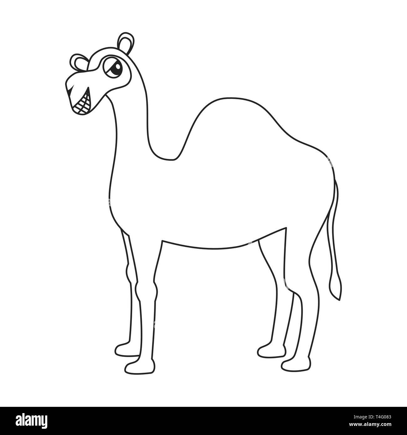 Cute cartoon dromadaire chameau vecteur illustration noir et blanc pour l'art à colorier Illustration de Vecteur