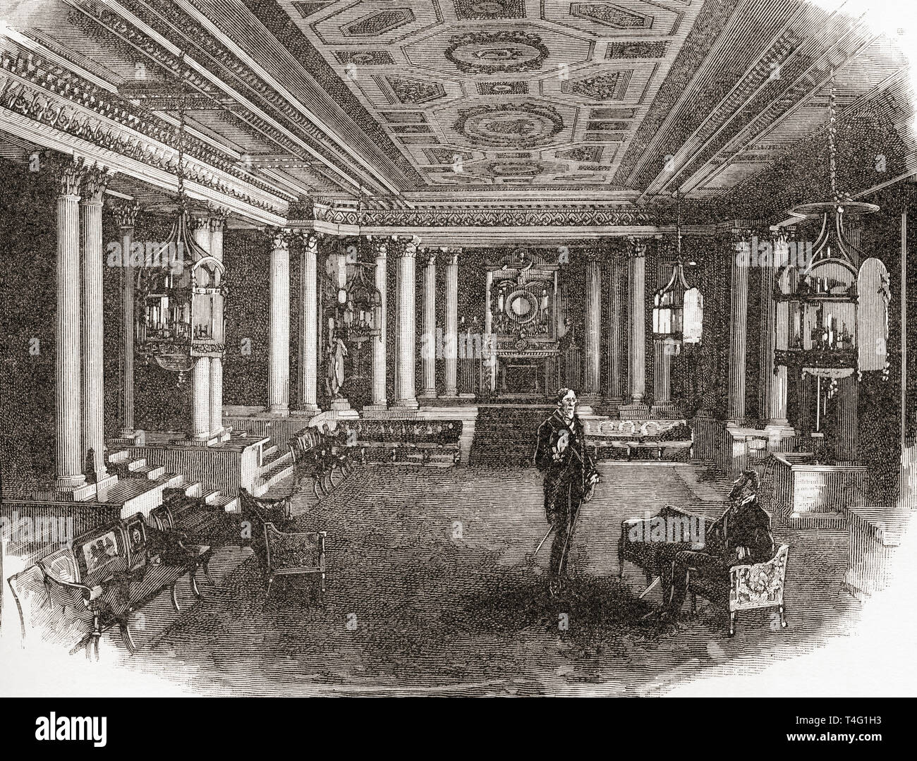 Pilier de la Chambre, le palais de Buckingham, Londres, Angleterre, vu ici au 19e siècle. Londres résidence et siège administratif du monarque du Royaume-Uni. Photos de Londres, publié 1890 Banque D'Images
