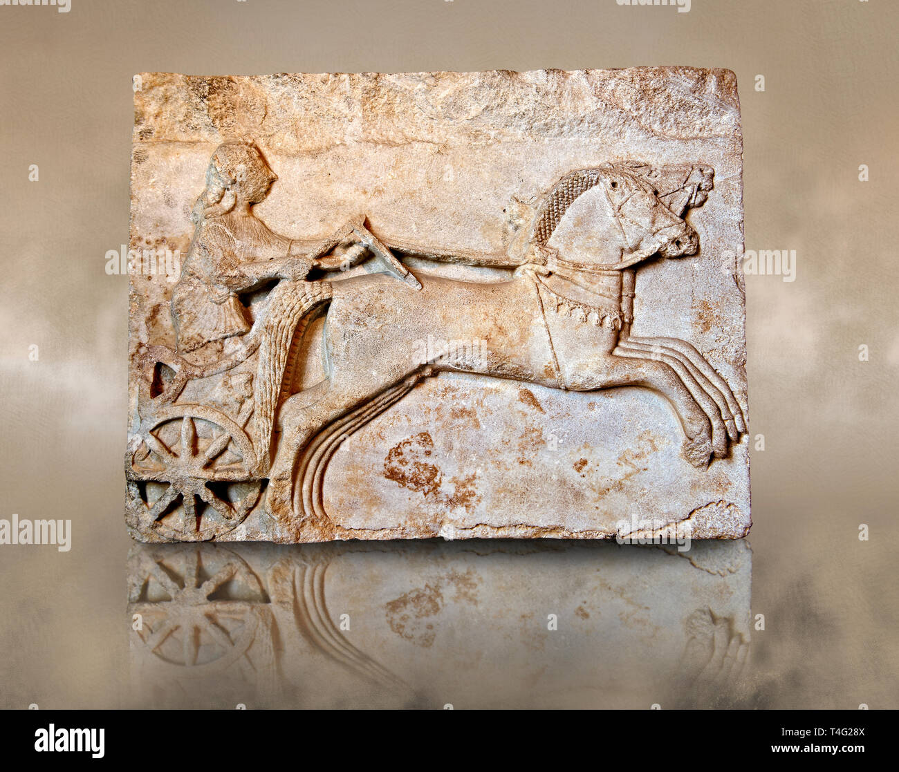 La fin de l'archaïque grecque dans Proconnesian en relief d'un conducteur de char ( dernier trimestre 6e 100. B.C) de Cyzique, ( Artàke Αρτάκ, anciennement Erdek Banque D'Images