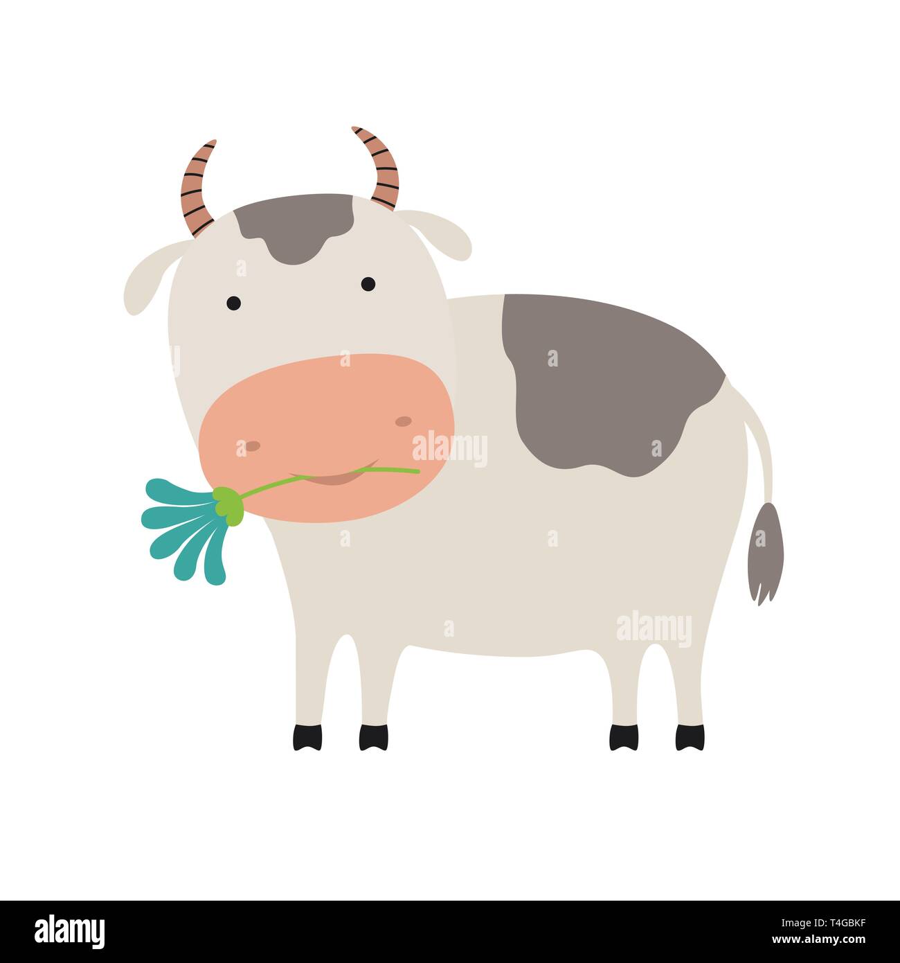 Cute cartoon vache avec une illustration de fleurs Illustration de Vecteur