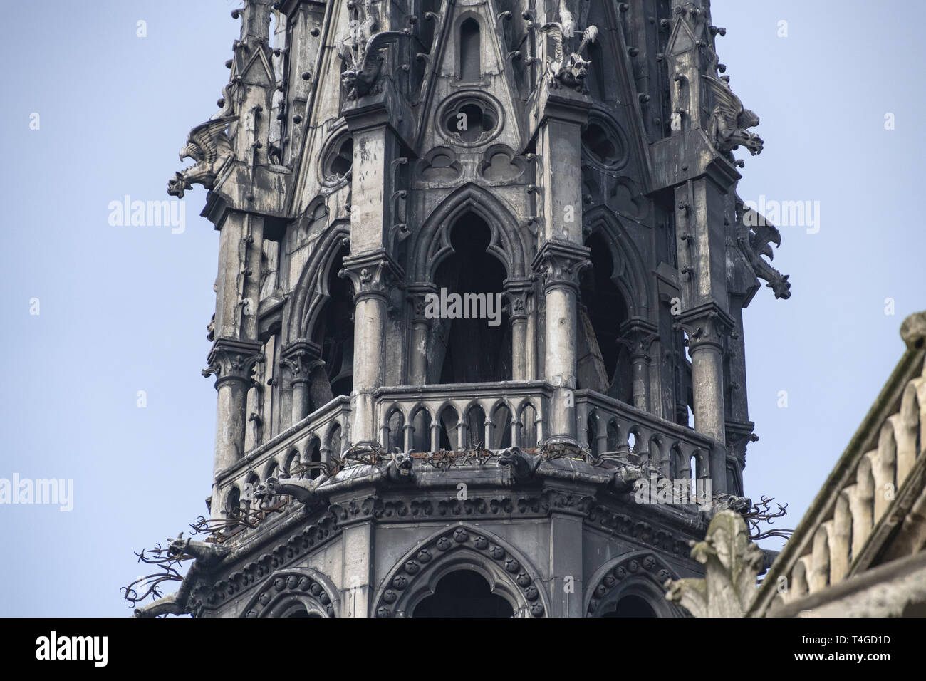 FRANCE Paris, Détail de la célèbre clocher de Notre Dame de Paris, une cathédrale gothique à Paris qui a été brûlée en 2019 Banque D'Images