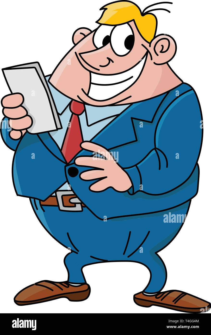 Cartoon heureux et confiant d'affaires avec une cravate rouge et un costume  bleu vector illustration Image Vectorielle Stock - Alamy
